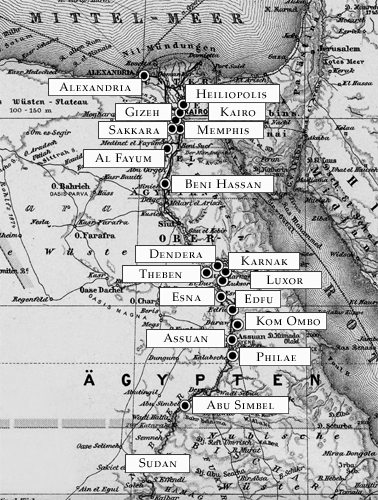 Übersichtskarte Reiseroute Ägypten