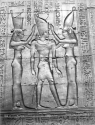 Antikes Foto des Krönungsreliefs des Ptolemäus in Edfu. 